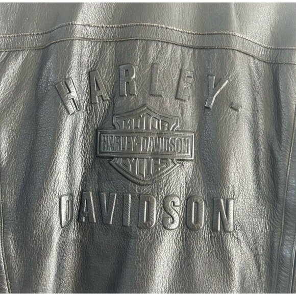 Harley Davidson Women’s Black Leather Embossed Riding Jacket, Size Large, Biker - Picture 7 of 10